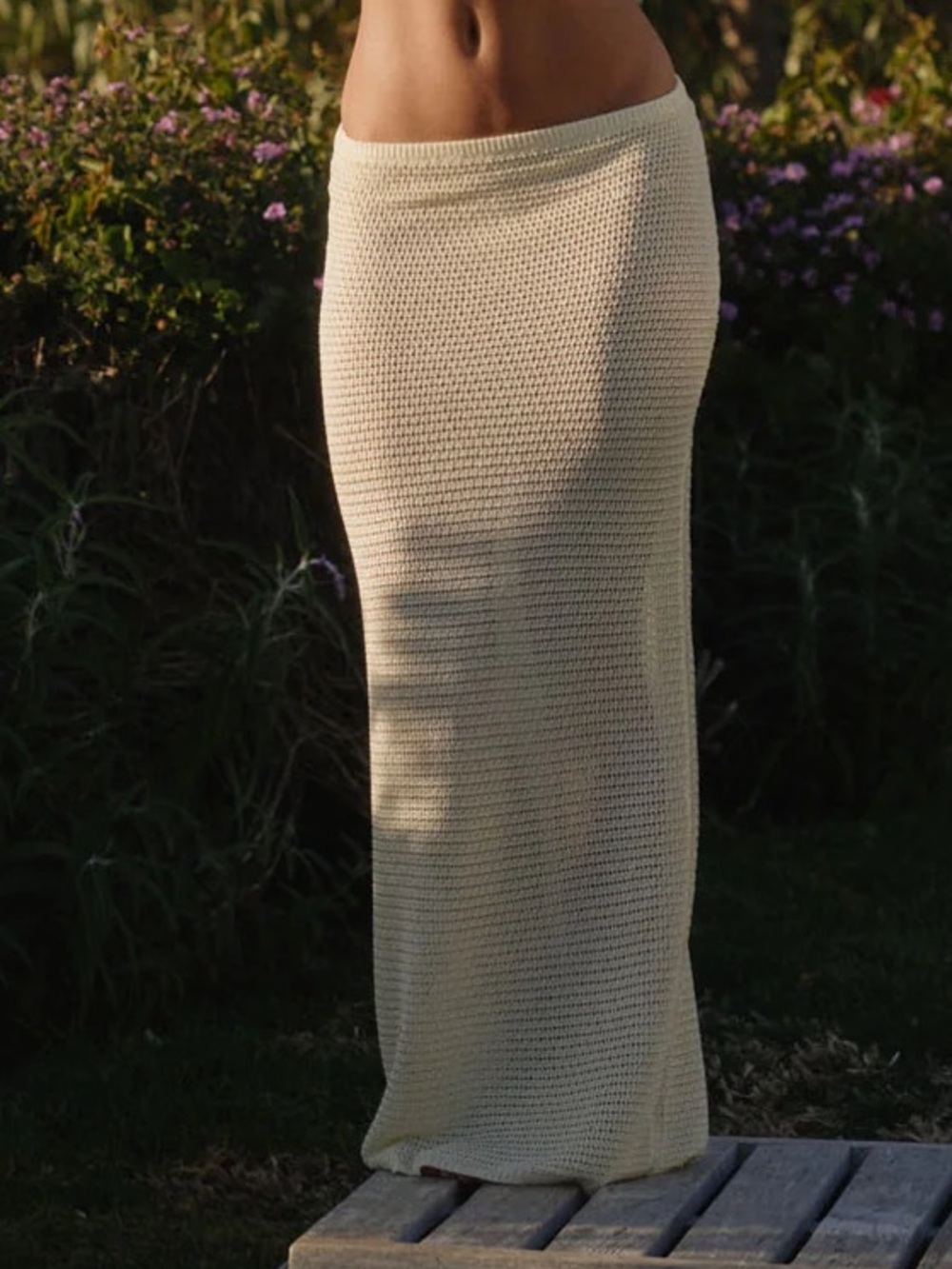 Monday swimwear cream crochet skirt